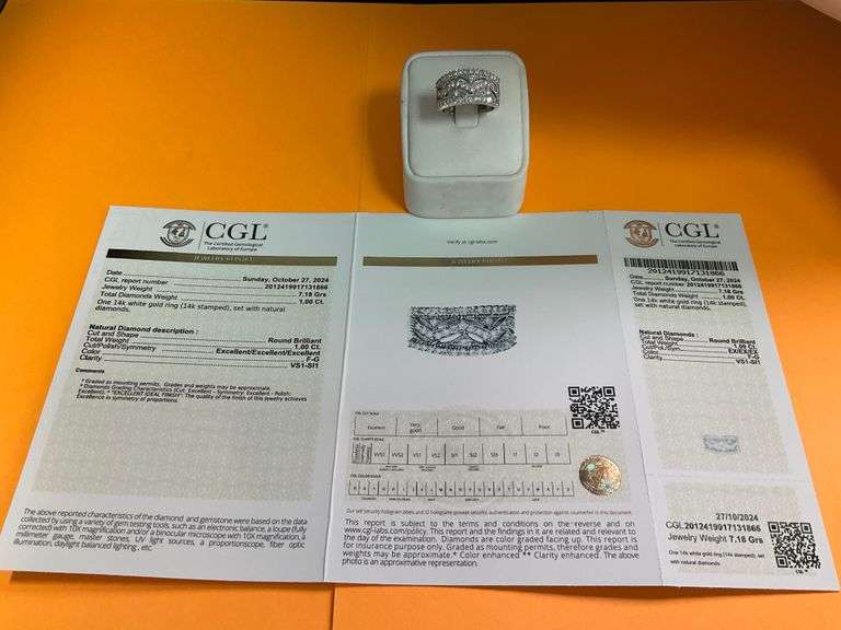 CERTIFIED BRAND NEW 14K WHITE GOLD DIAMOND BAND