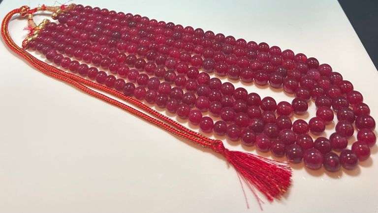 Beautiful 1105.5 Cttw 4 Strand Natural Ruby Necklace