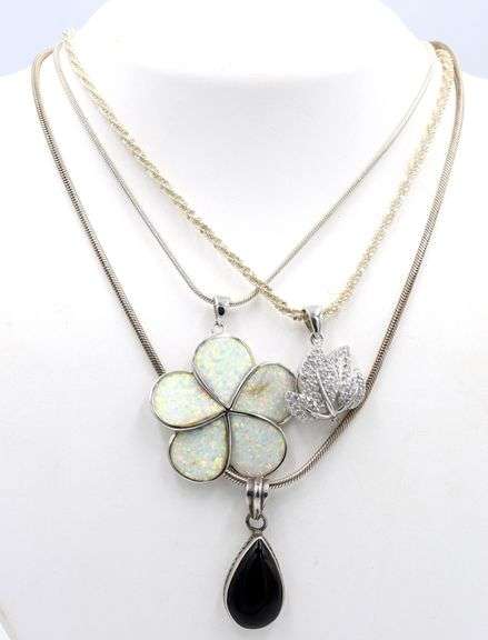 Group lot of 3 Vintage 925 sterling silver necklaces