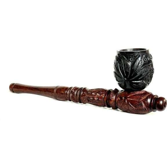 Carved Wooden Tobacco Pipe