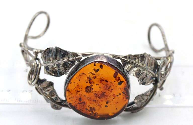 Group lot of Vintage 925 sterling silver Amber mixed jewelry