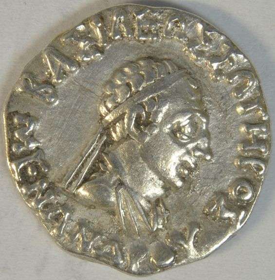 Great Near Mint Bactria Silver Drachm of Menander from 160-145 BC