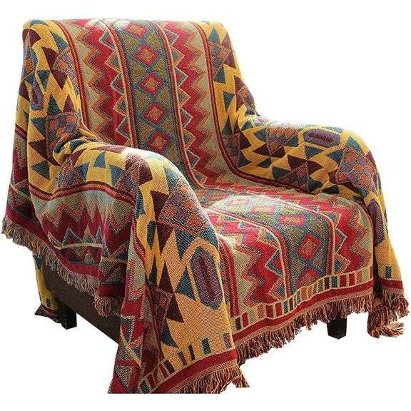 Bohemian Cotton Woven Blanket Throw Reversible