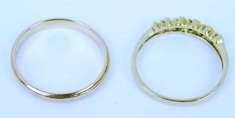 14K Diamond Band & 14K Wedding Band