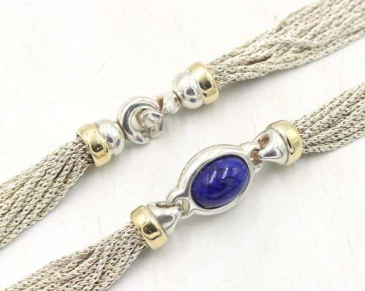 Set of 925 sterling silver multi strand necklace and matching bracelet