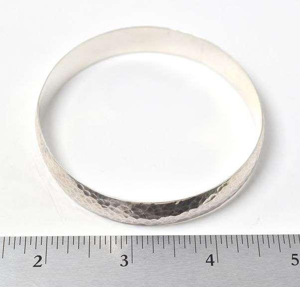 Hammer Textured Thick Bangle in Sterling Silver 39.2grams