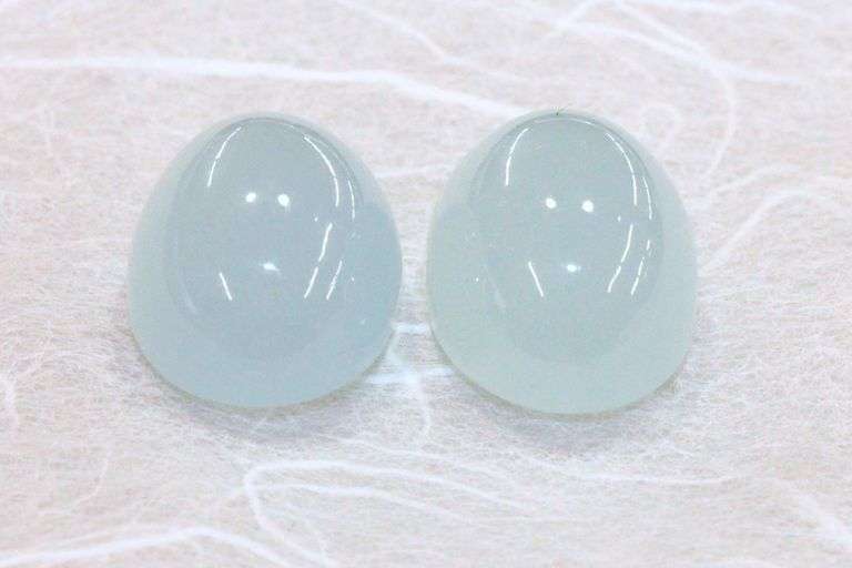 Fine Natural Aqua Cabochon Pair