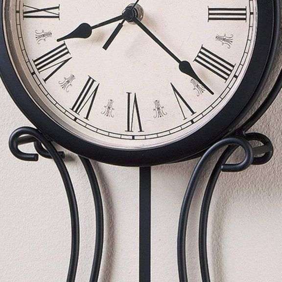 Charcoal Gray with Antique Gold Pendulum Wall Clock