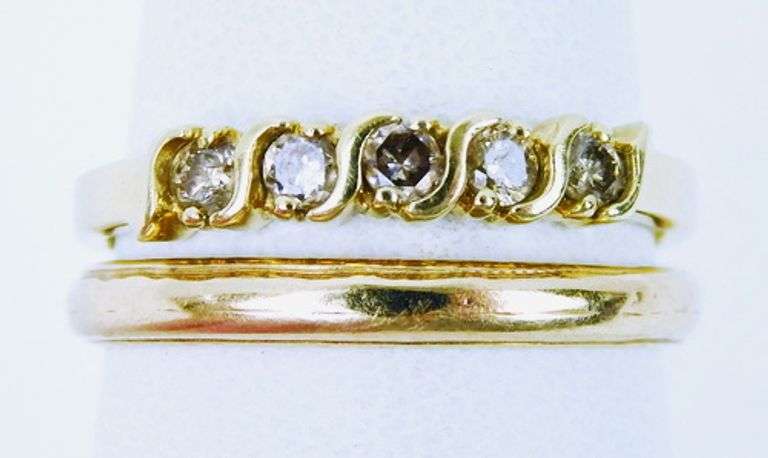 14K Diamond Band & 14K Wedding Band