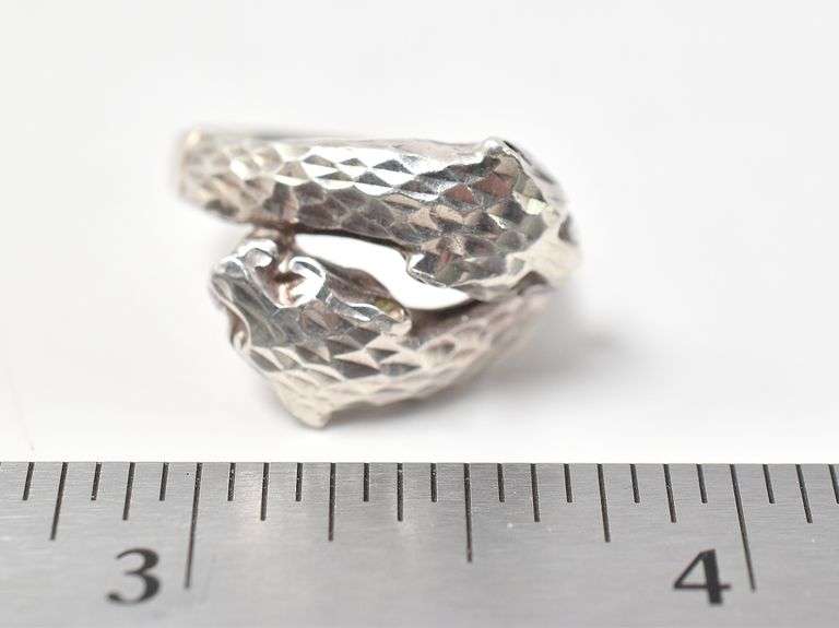 Double Headed Big Cat Ring in Sterling Silver 3.5grams Size 7.5