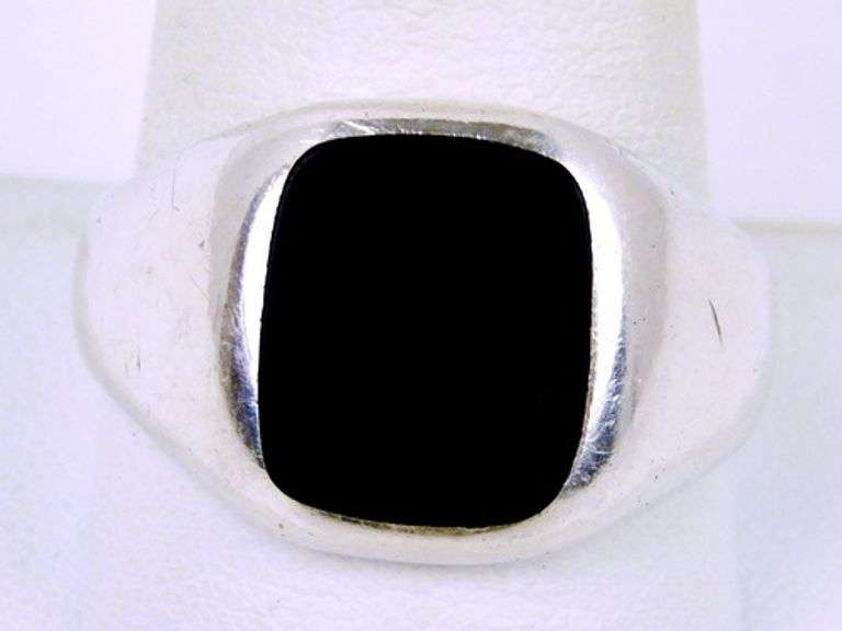 Men's Sterling Black Onyx Ring, Size 11.5