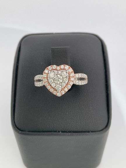 CERTIFIED 14K WHITE AND ROSE GOLD DIAMOND RING