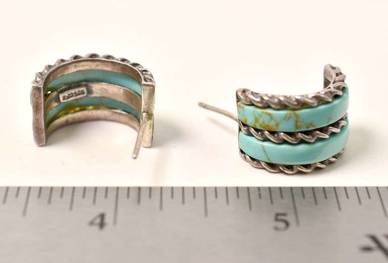 Turquoise Gemstone Earrings in Sterling Silver