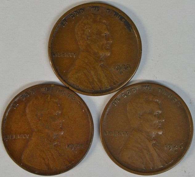 Sharp 1923-S, 1924-D, & 1926-S Lincoln Cents in VF/XF
