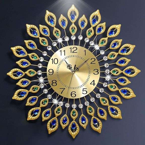 24-Inch Gold Peacock Wall Clock