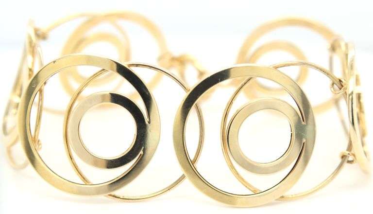 Polished Multi Circle Geometric Link Bracelet in 14K