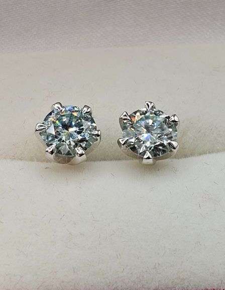 14 Kt White Gold Plated  2.5 Ct VVs1 Ice Blue Fire Moissanite Earrings