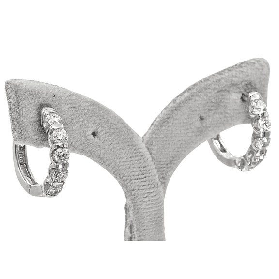 Natural Diamond Hoop Earrings 14K (585) White Gold