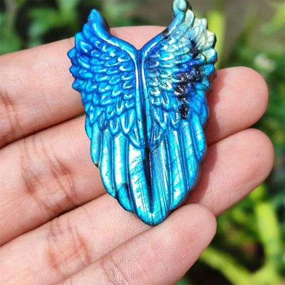 Hand-Carved Natural Quartz Labradorite Wings