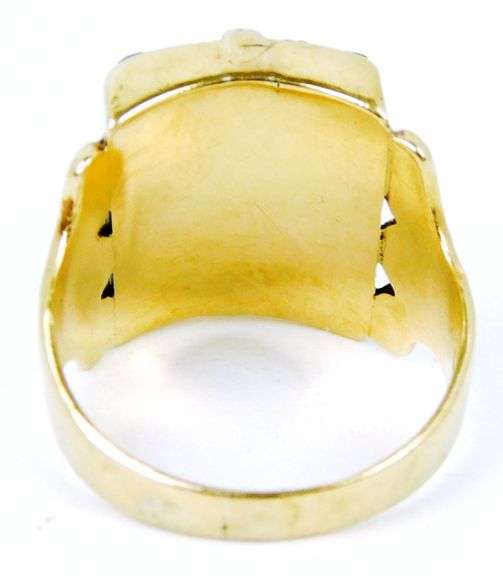 Antique 14K Large Signet Ring - B, Size 9.5