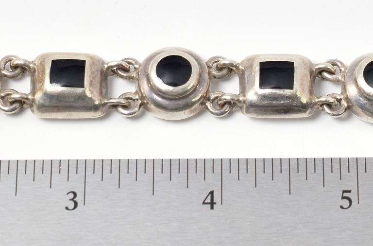 Multi Shaped Onyx Bracelet in Sterling Silver 35.1grams