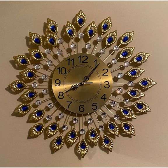 24-Inch Gold Peacock Wall Clock