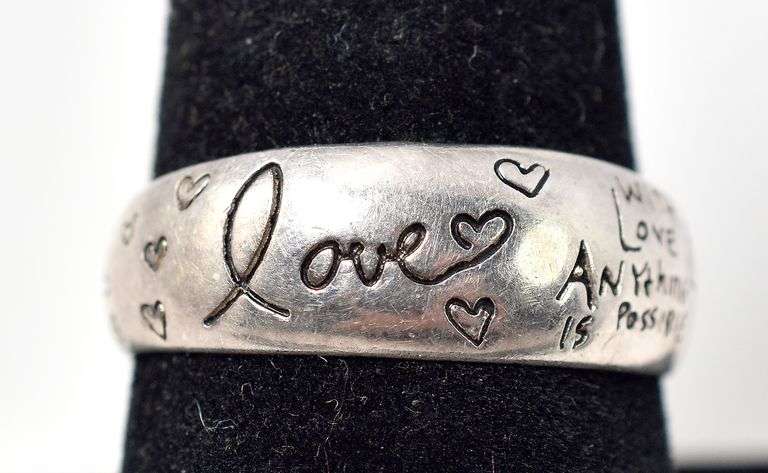 Scripture Font Love Ring in Sterling Silver 2.9grams Size 8.5