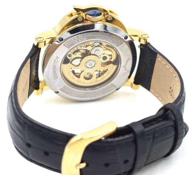 Aquaswiss Lex automatic leather strap watch