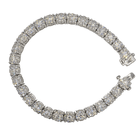 6 Ct Natural White Diamond in 18K (750) White Gold Tennis Bracelet