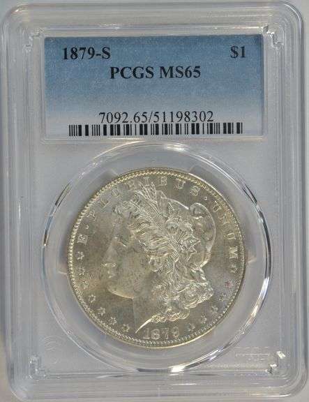 Gem BU 1879-S Morgan Silver Dollar. PCGS MS65