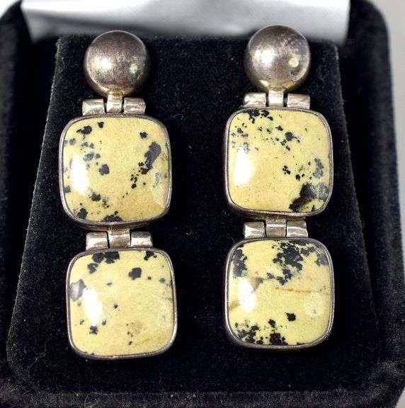 Dalmatian Jasper Earrings in Sterling Silver 12.6grams