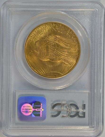 Virtual Gem BU 1907 No Motto St. Gaudens $20 Gold Piece. PCGS MS64