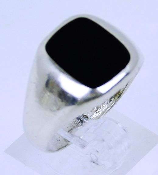 Men's Sterling Black Onyx Ring, Size 11.5