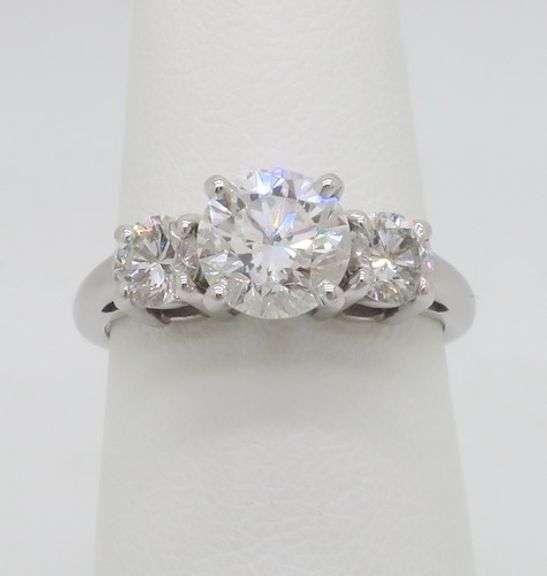 GIA Certified 2.11CTW Three Stone Diamond Ring in White Gold