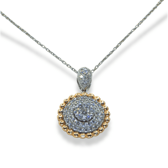 Two Tone Natural Diamond Necklace in 18K (750) White & Rose Gold