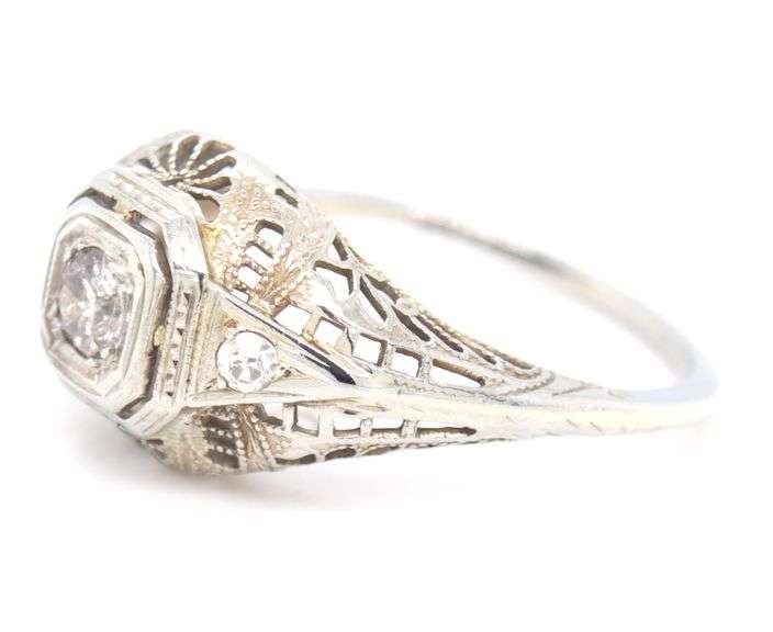 In Demand 18K WG Antique Filigree Diamond Ring