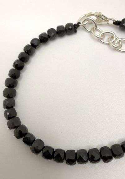 Hand made European gem stone silver braclet. Size 7"