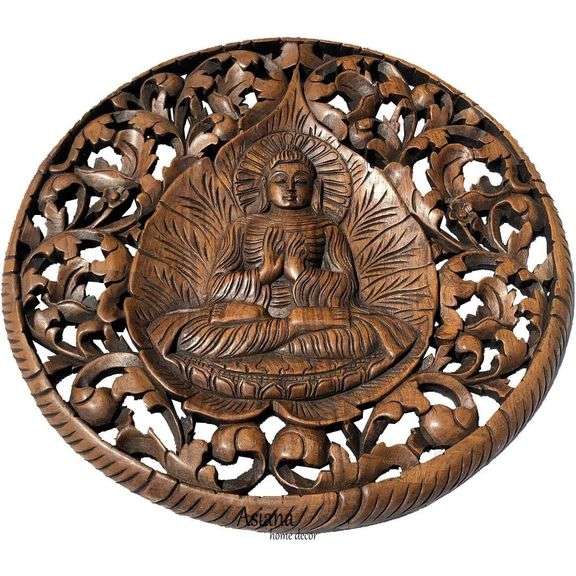 24-Inch Hand-Carved Teak Wood Buddha from Thailand