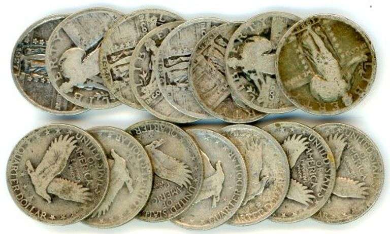 15 Assorted Standing Liberty Quarters