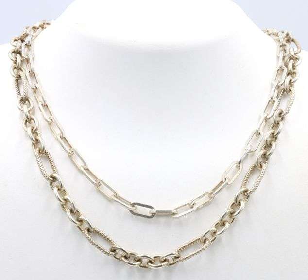 Group lot of 2 Vintage 925 sterling silver necklaces