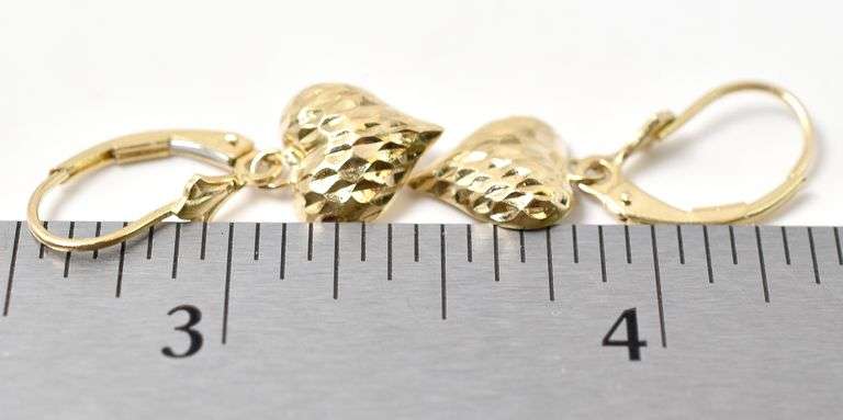 Loving 14K Yellow Gold Heart Dangle Earrings