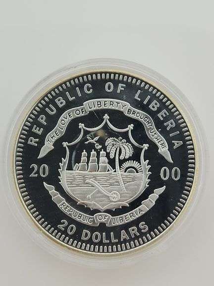 $20 Republic Of Liberia Louisiana Purchase & Mayflower Compact Silver Coins