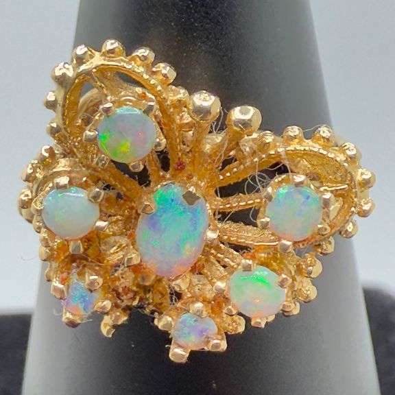 14kt Yellow Gold Opal Butterfly Ring