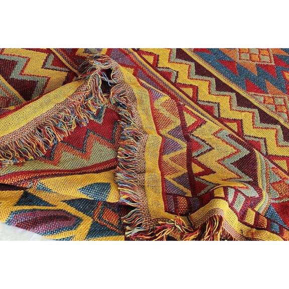 Bohemian Cotton Woven Blanket Throw Reversible