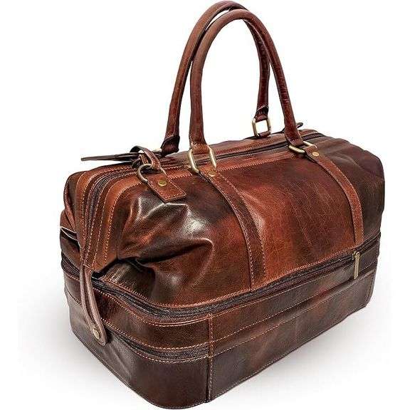 Premium Leather Duffel Bag Travel Luggage