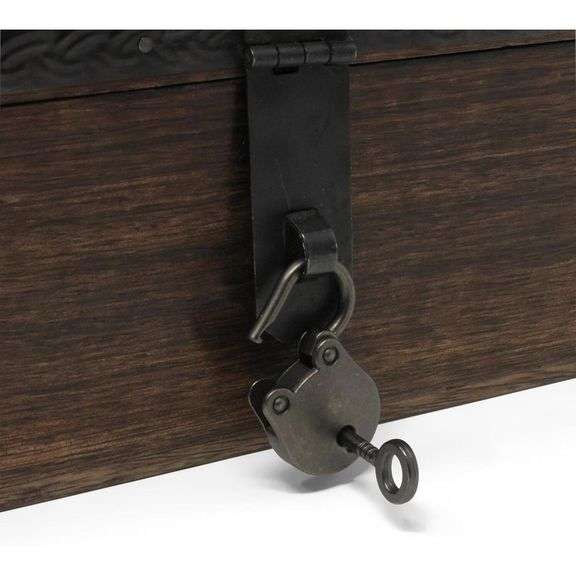 Seafarer's Wooden Treasure Chest with Lock and Key
