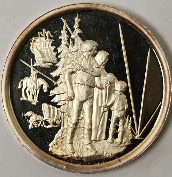 1975 SILVER 999 SPIRIT OF AMERICA "Opening The West" With 24K Gold Plate