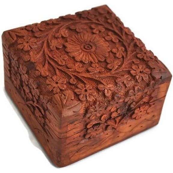Hand-Carved Rosewood Jewelry Box