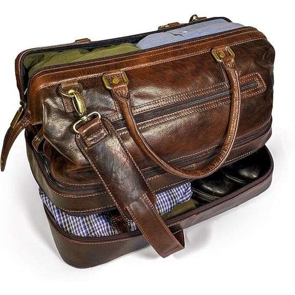 Premium Leather Duffel Bag Travel Luggage