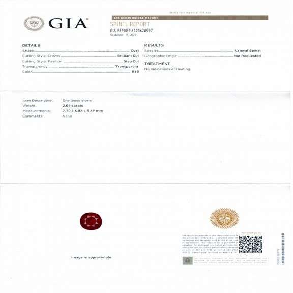 PLATINUM UNHEATED RED SPINEL AND DIAMOND RING 2.93 C.T.W., GIA CERTIFIED